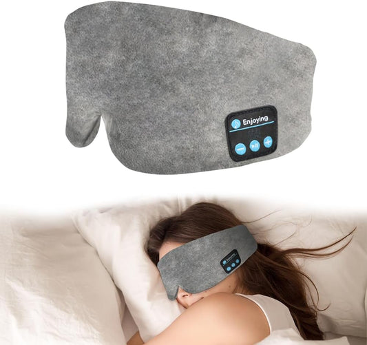 Soft Sleep Eye Mask Bluetooth Headphones Adjustable Sleep Headband Headphones for Sleeping Meditation Insomnia, Wireless Music Eye Cover Earbuds for Airplane Travel Nap(Grey)